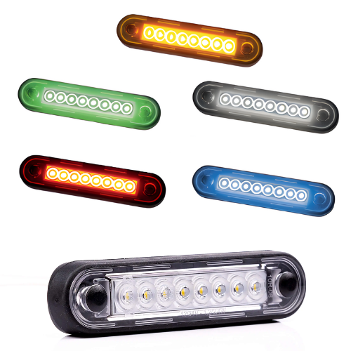 Fristom FT-073 Long 8 LED 12/24v Marker Light With Flat and Rounded Mounting Pads PN: FT-073LONG